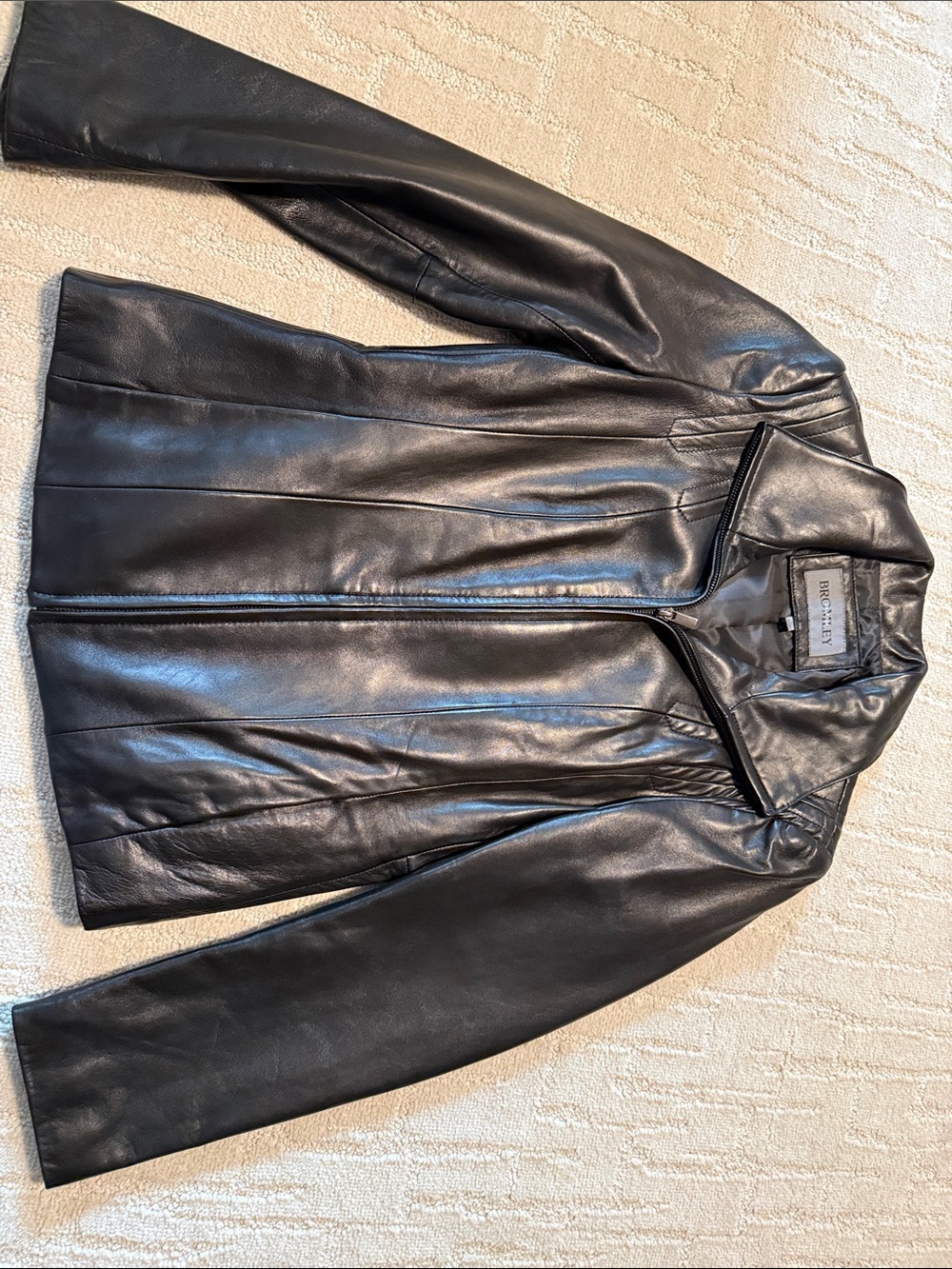 Bromley Black Leather Zip-Front Jacket